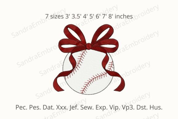 Baseball with Bow Embroidery Design Review