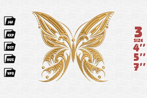 Golden Ornate Butterfly Embroidery Design Review