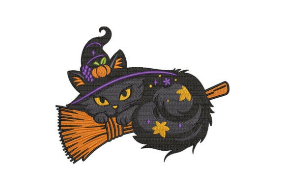 Halloween Witch Cat on Broom Embroidery Review