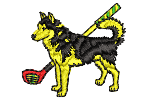 Siberian Husky Hockey Player Embroidery